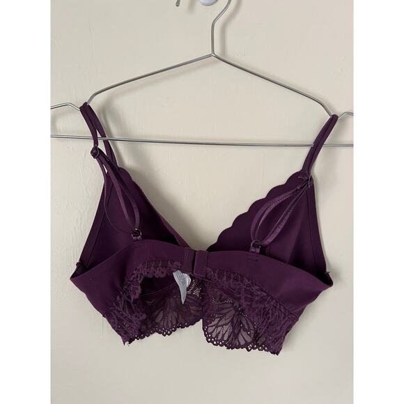 Auden Intimates Scallop Edge Lace Trim Unlined Bralette Purple Size S - Picture 2 of 8